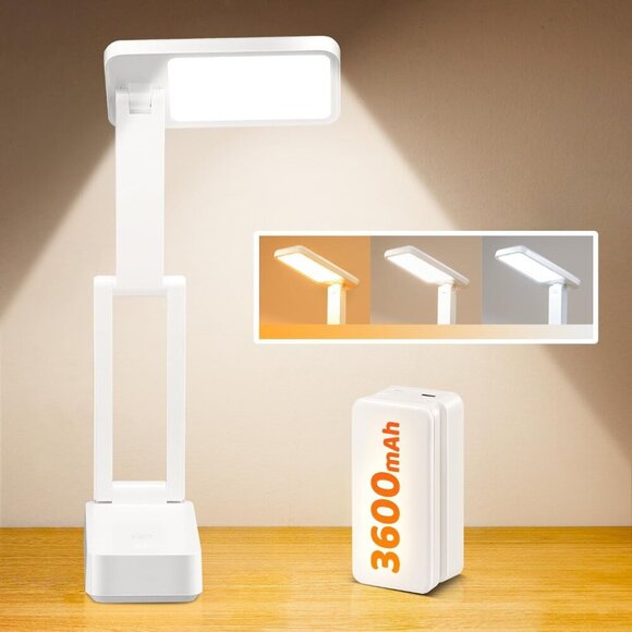 Desk Lamps for Home Office, 3600mAh Reading Light Mini Lamp, 3 Colors+Dimmable D - Picture 1 of 8